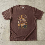 Celestial Slow Living - Coffee Moon & Botanical T-Shirt