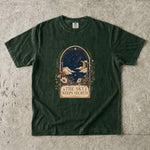 The Sky Keeps Secrets - Moonlit Floral Celestial T-Shirt