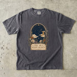 The Sky Keeps Secrets - Moonlit Floral Celestial T-Shirt