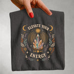 Elevate Your Energy - Crystal Sun & Moon Botanical T-Shirt