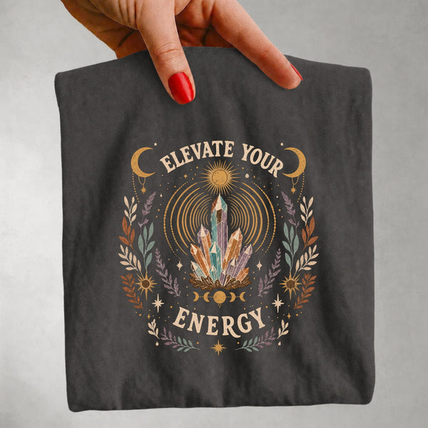 Elevate Your Energy - Crystal Sun & Moon Botanical T-Shirt