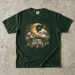 Cosmic Dreamer - Floral Crescent Moon & Crystal T-Shirt