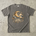 Cosmic Dreamer - Floral Crescent Moon & Crystal T-Shirt