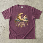 Cosmic Dreamer - Floral Crescent Moon & Crystal T-Shirt