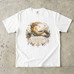 Cosmic Dreamer - Floral Crescent Moon & Crystal T-Shirt
