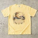 Cosmic Dreamer - Floral Crescent Moon & Crystal T-Shirt
