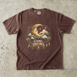 Cosmic Dreamer - Floral Crescent Moon & Crystal T-Shirt