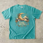 Cosmic Dreamer - Floral Crescent Moon & Crystal T-Shirt