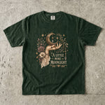 A Little More Moonlight - Crescent Moon Floral Hand T-Shirt