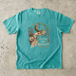 A Little More Moonlight - Crescent Moon Floral Hand T-Shirt