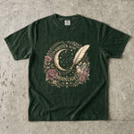 Written in the Moonlight - Crescent Moon Crystal & Floral T-Shirt