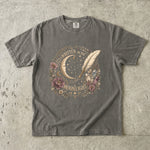 Written in the Moonlight - Crescent Moon Crystal & Floral T-Shirt