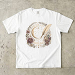 Written in the Moonlight - Crescent Moon Crystal & Floral T-Shirt