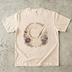 Written in the Moonlight - Crescent Moon Crystal & Floral T-Shirt