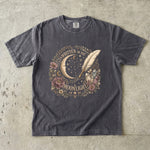 Written in the Moonlight - Crescent Moon Crystal & Floral T-Shirt