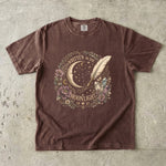 Written in the Moonlight - Crescent Moon Crystal & Floral T-Shirt