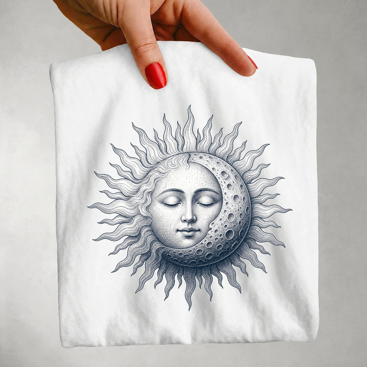 Vintage Sun & Moon - Celestial Line Art T-Shirt