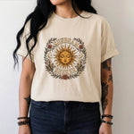 Sunbeam Seeker - Sun Moon Crystal & Floral T-Shirt