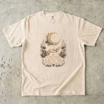 Ask the Moon - Crescent Moon Crystal & Floral T-Shirt