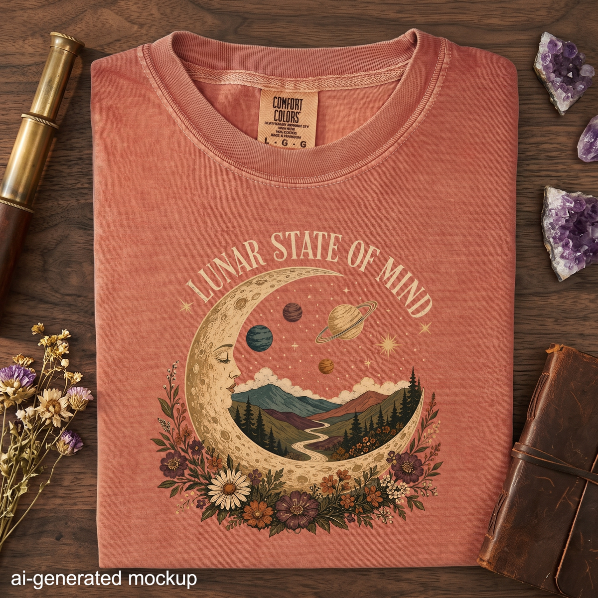 Lunar State of Mind - Mountain Moon & Wildflower T-Shirt