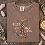 Aligned With My Own Energy - Sun Moon Crystal Floral T-Shirt