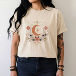 Celestial Christmas Moon - Ornament & Poinsettia T-Shirt