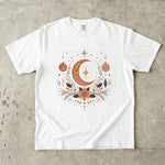 Celestial Christmas Moon - Ornament & Poinsettia T-Shirt
