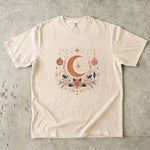Celestial Christmas Moon - Ornament & Poinsettia T-Shirt