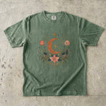 Celestial Christmas Moon - Ornament & Poinsettia T-Shirt