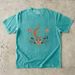 Celestial Christmas Moon - Ornament & Poinsettia T-Shirt