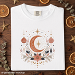 Celestial Christmas Moon - Ornament & Poinsettia T-Shirt