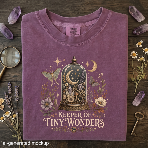 Keeper of Tiny Wonders - Moth Moon & Crystal T-Shirt