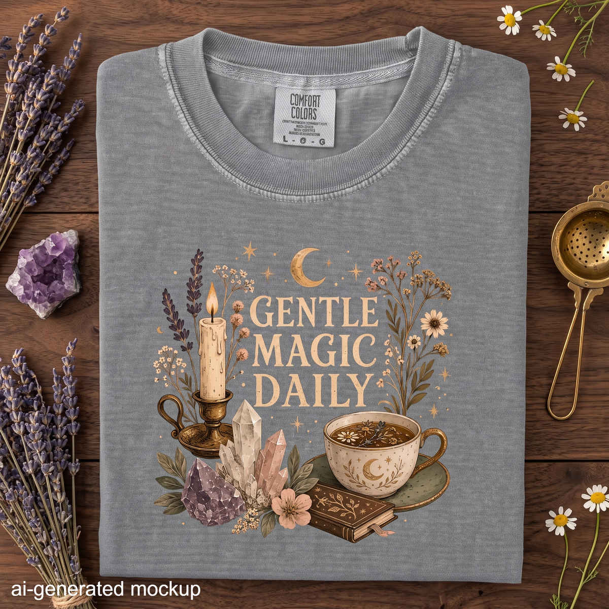 Gentle Magic Daily - Tea Candle & Crystal T-Shirt