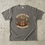 Celestial But Grounded - Barefoot Wildflower Botanical Moon T-Shirt