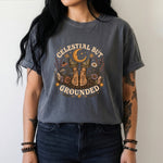 Celestial But Grounded - Barefoot Wildflower Botanical Moon T-Shirt