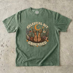 Celestial But Grounded - Barefoot Wildflower Botanical Moon T-Shirt