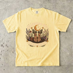 Celestial But Grounded - Barefoot Wildflower Botanical Moon T-Shirt