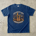Celestial But Grounded - Barefoot Wildflower Botanical Moon T-Shirt