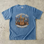 Celestial But Grounded - Barefoot Wildflower Botanical Moon T-Shirt