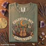Celestial But Grounded - Barefoot Wildflower Botanical Moon T-Shirt