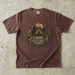Cosmic Cottage Energy - Moonlit Forest Cottage T-Shirt