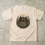 Cosmic Cottage Energy - Moonlit Forest Cottage T-Shirt