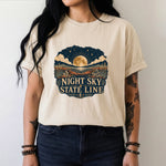 Night Sky State Line - Full Moon Desert Landscape T-Shirt