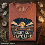 Night Sky State Line - Full Moon Desert Landscape T-Shirt