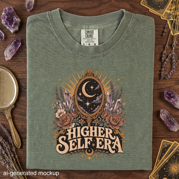Higher Self Era - Moon Mirror Crystal & Floral T-Shirt