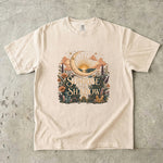 Sunrise After the Shadow - Moon Sun Crystal Floral T-Shirt
