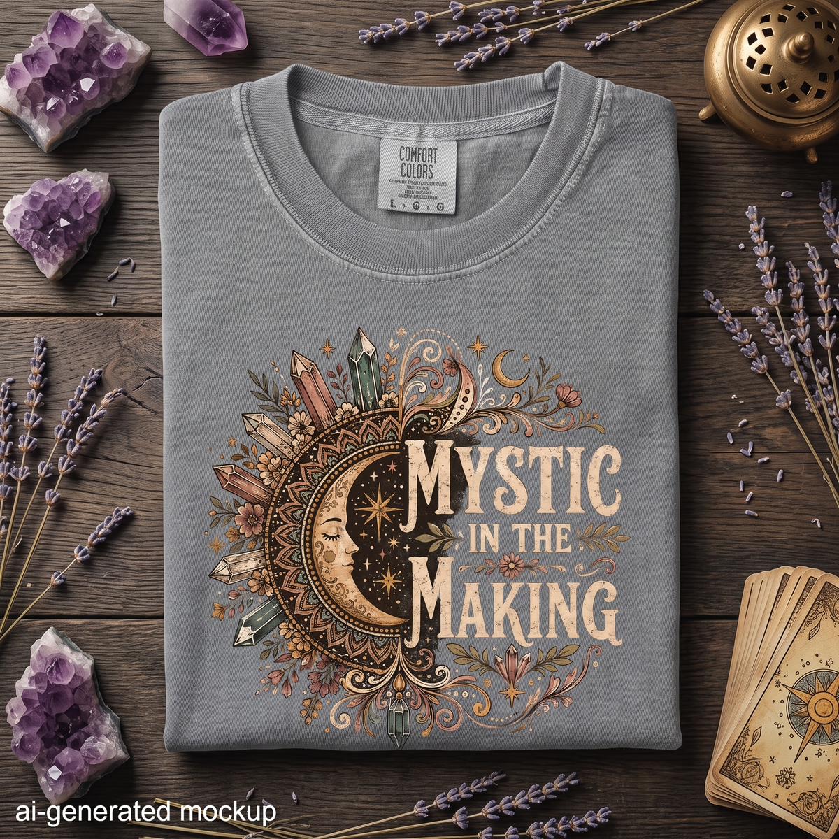 Mystic in the Making - Moon Crystal Botanical T-Shirt