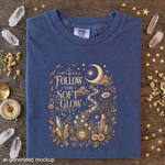 Follow the Soft Glow - Moon Crystal Botanical T-Shirt
