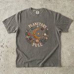 Planetary Pull T-Shirt - Celestial Moon, Planets & Botanical Crystal Design