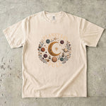 Planetary Pull T-Shirt - Celestial Moon, Planets & Botanical Crystal Design